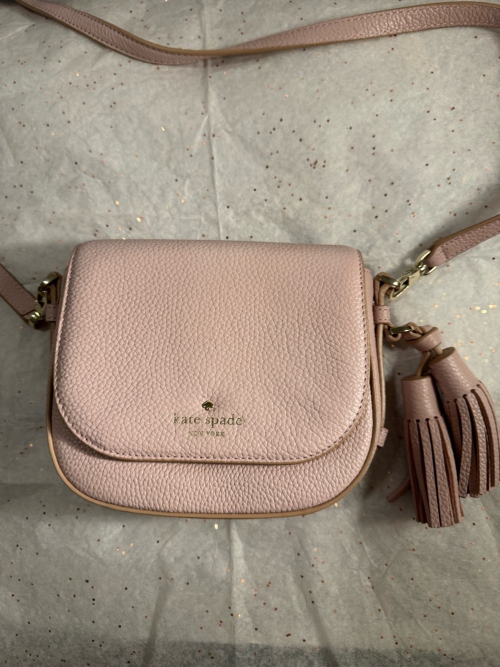 kate spade Blush Pink Pebbled Leather Tassel Crossbody